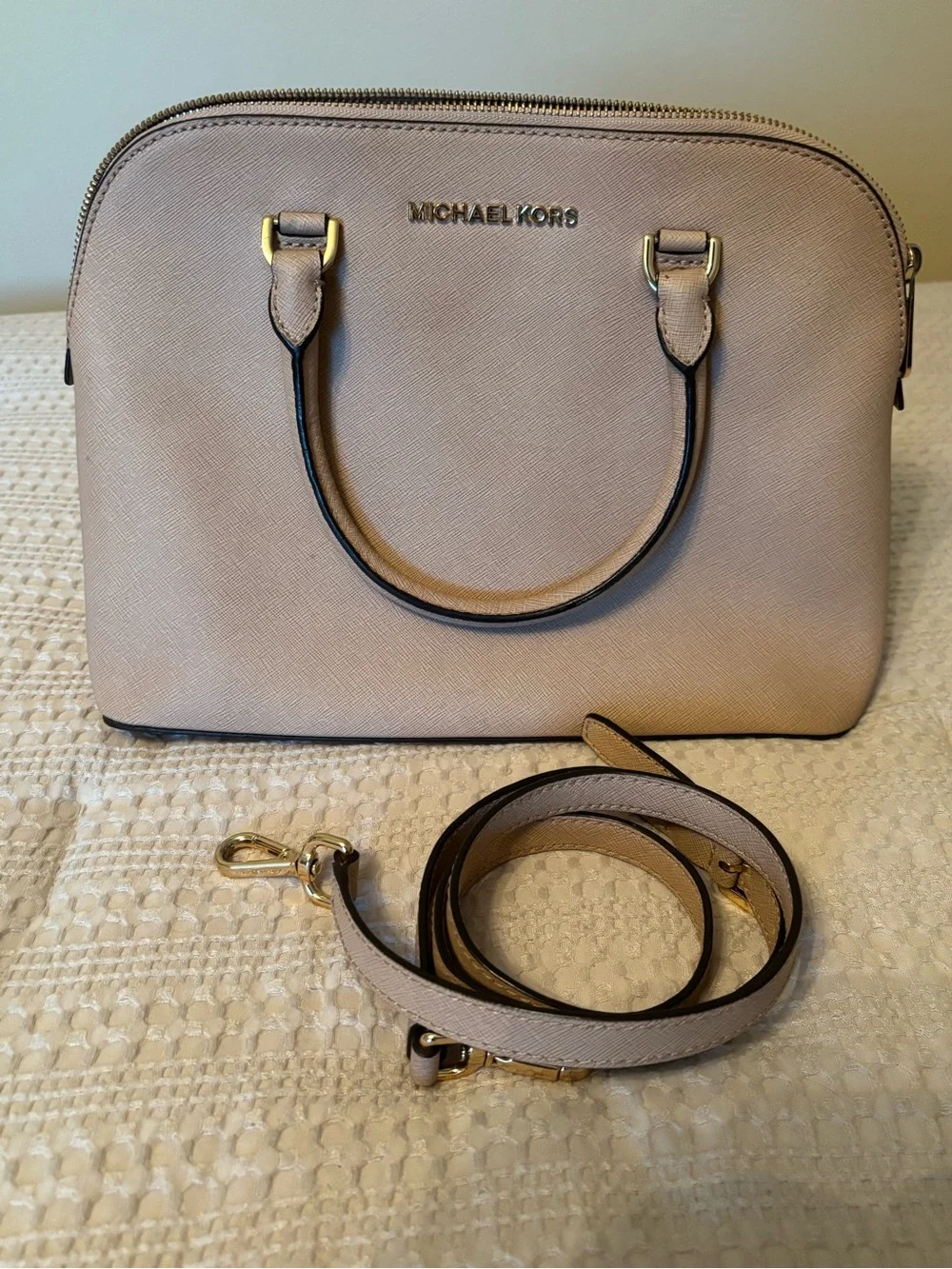 Michael Kors Blush Pink Dome Satchel with Gold Hardware